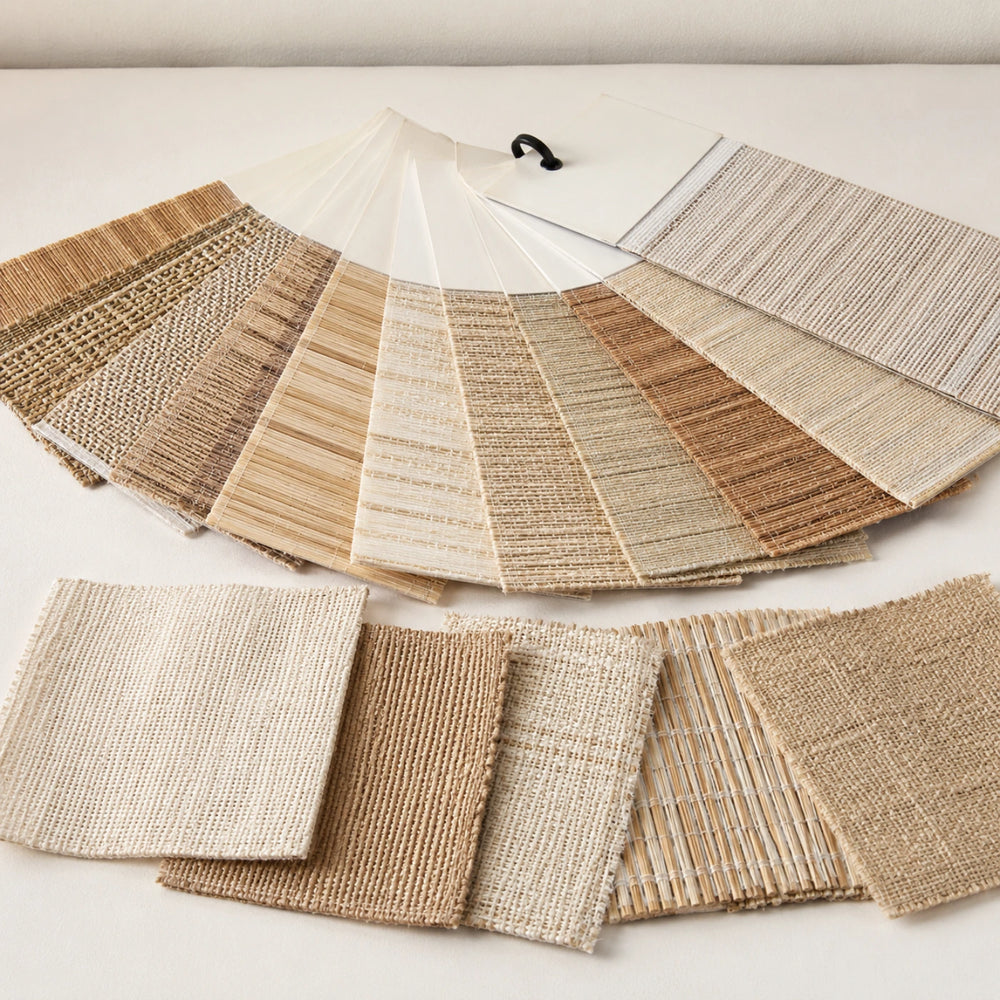Hazel Bamboo Shade Sample Book - material and color swatches