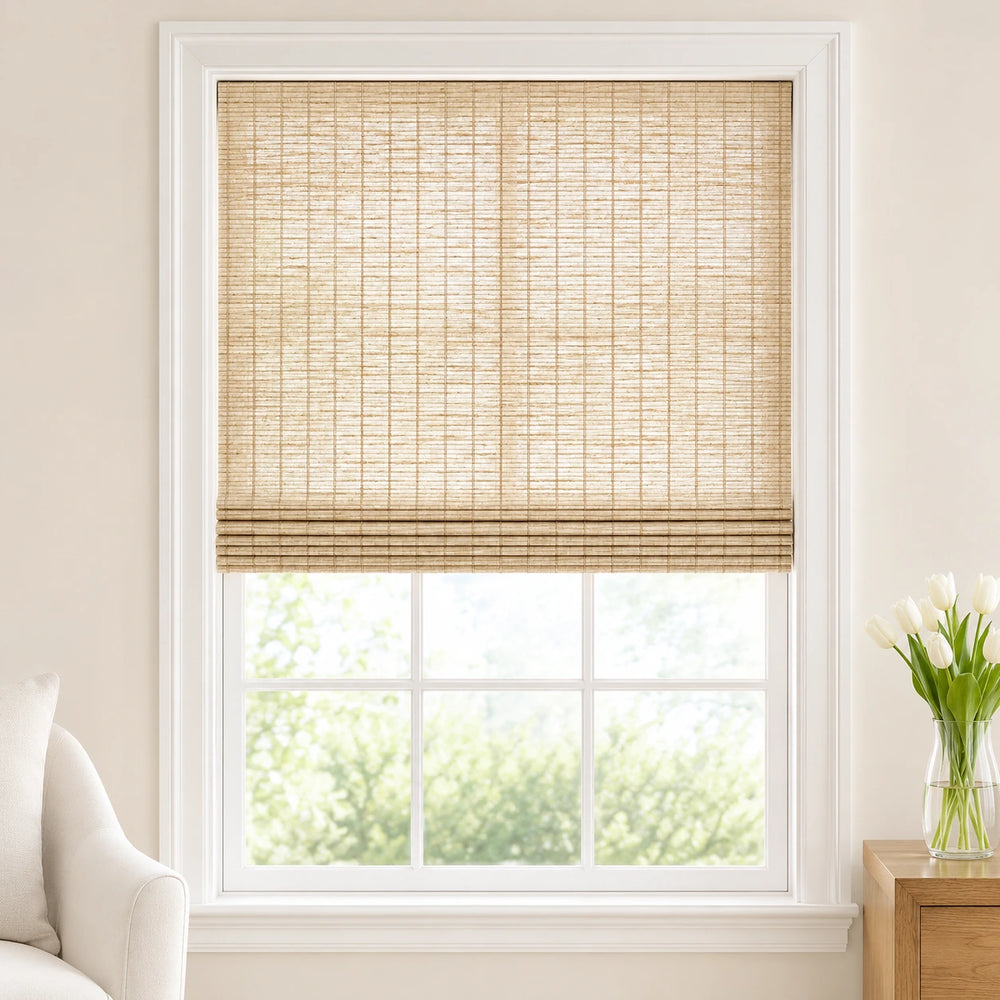 Custom Hazel Ashwood Pine Top Down Bottom Up Bamboo Shades - Top Down Bottom Up - Ashwood Pine H11-8