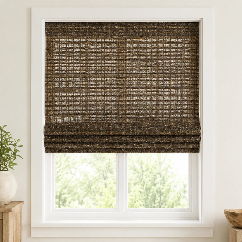 Custom Natural Black Gold Woven Bamboo Shades - Standard - Black Gold NU-03