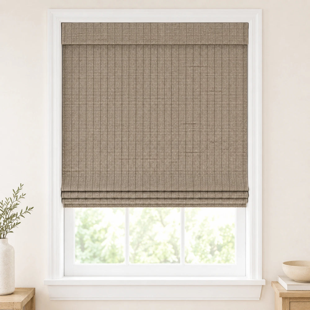 Custom Nomi Cobblestone Woven Bamboo Shades - Standard - Cobblestone NA5302
