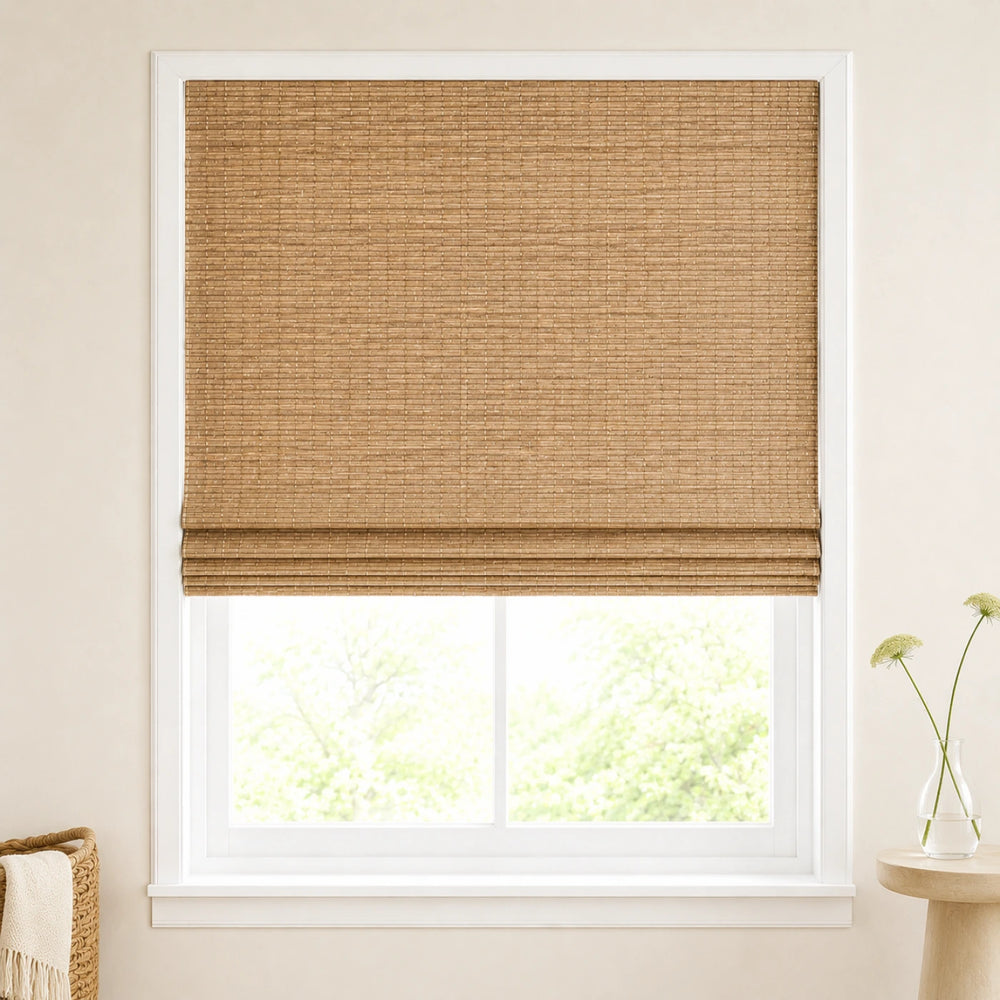 Custom Nomi Light Brown Woven Bamboo Shades - Standard - Light Brown NA0812