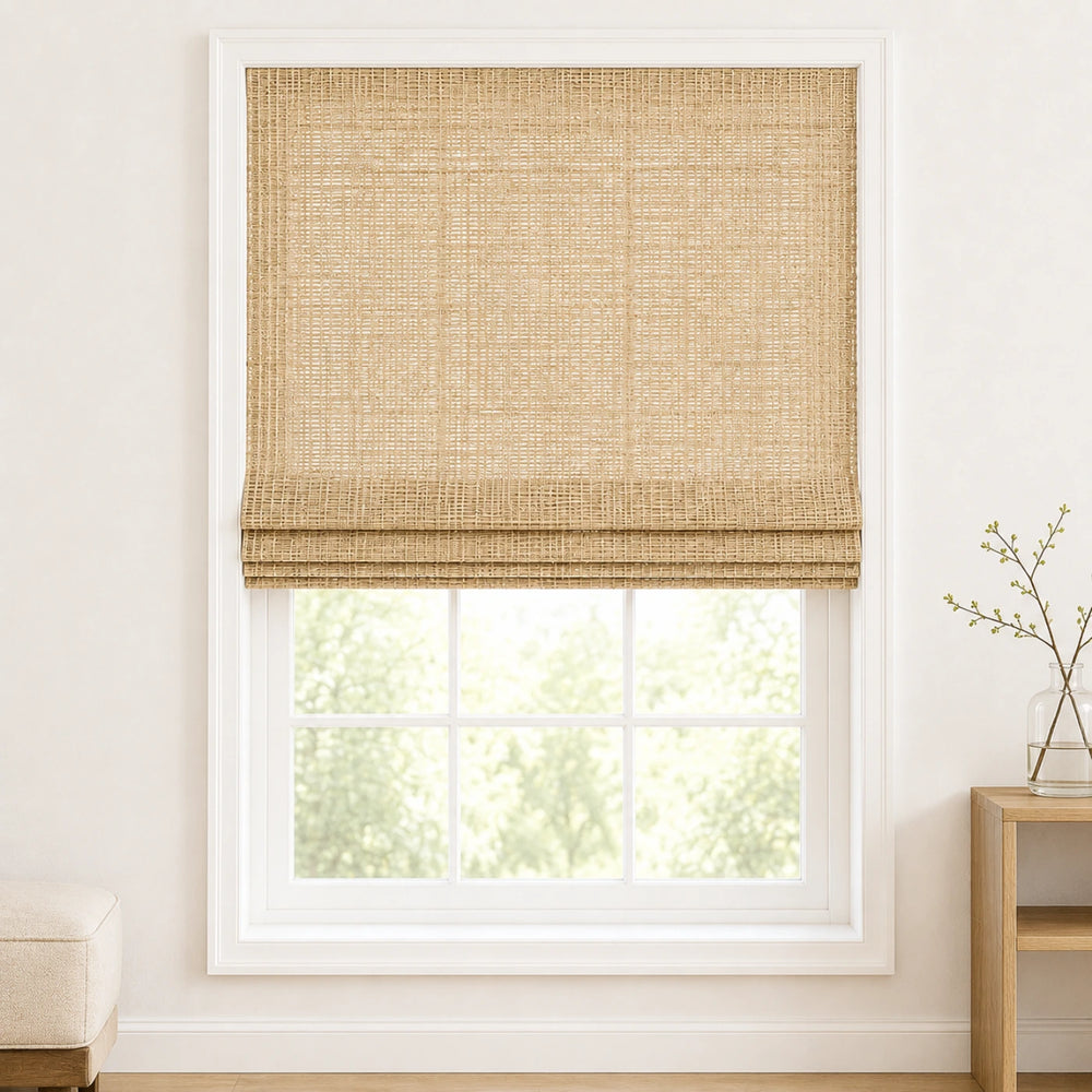 Custom Ramie Coconut Woven Bamboo Shades - Standard - Coconut JU-04