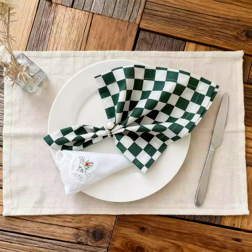 Napkins Green and White Plaid - Fredesigner