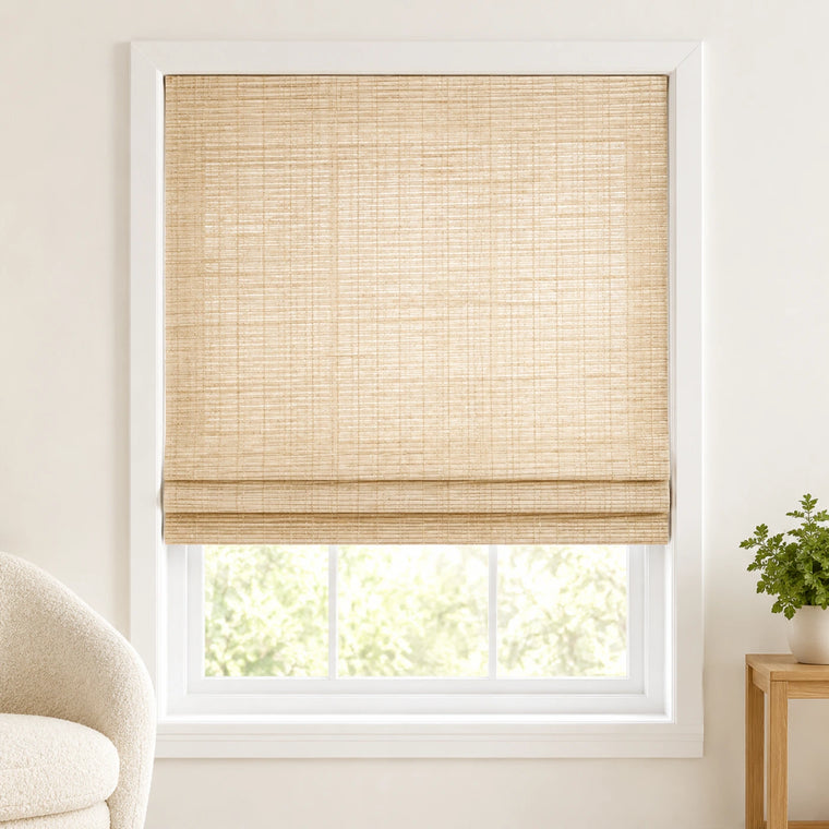 Custom Willow Cream Woven Bamboo Shades - Standard - Cream W07-7