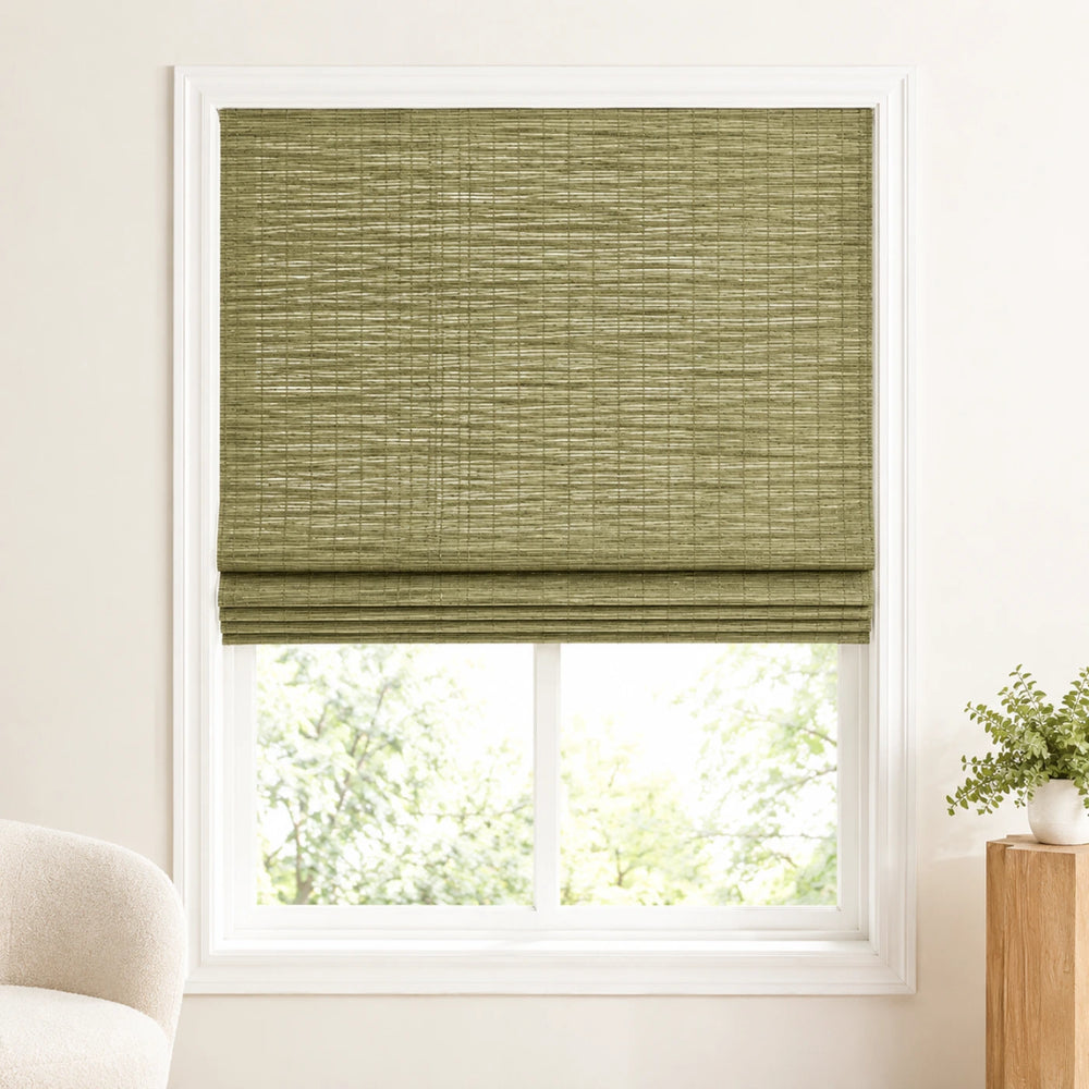 Custom Willow Olive Top Down Bottom Up Bamboo Shades - Top Down Bottom Up - Olive W07-5