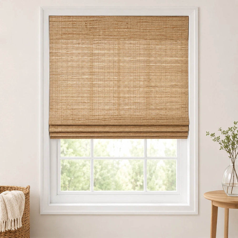 Custom Willow Light Brown Top Down Bottom Up Bamboo Shades