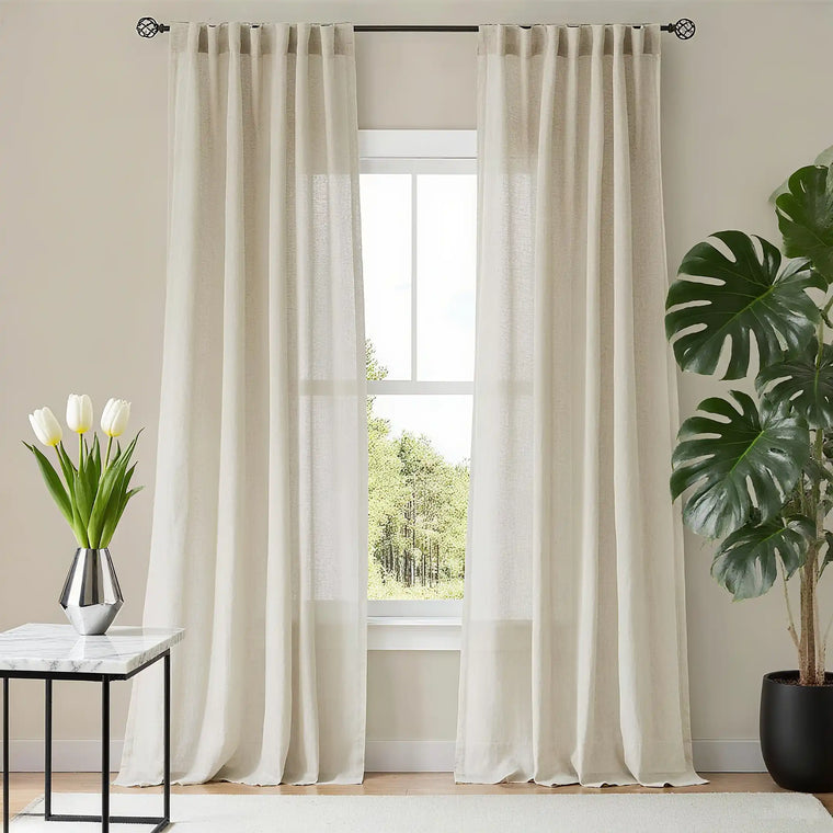 Solid Color White Sheer Window Curtains