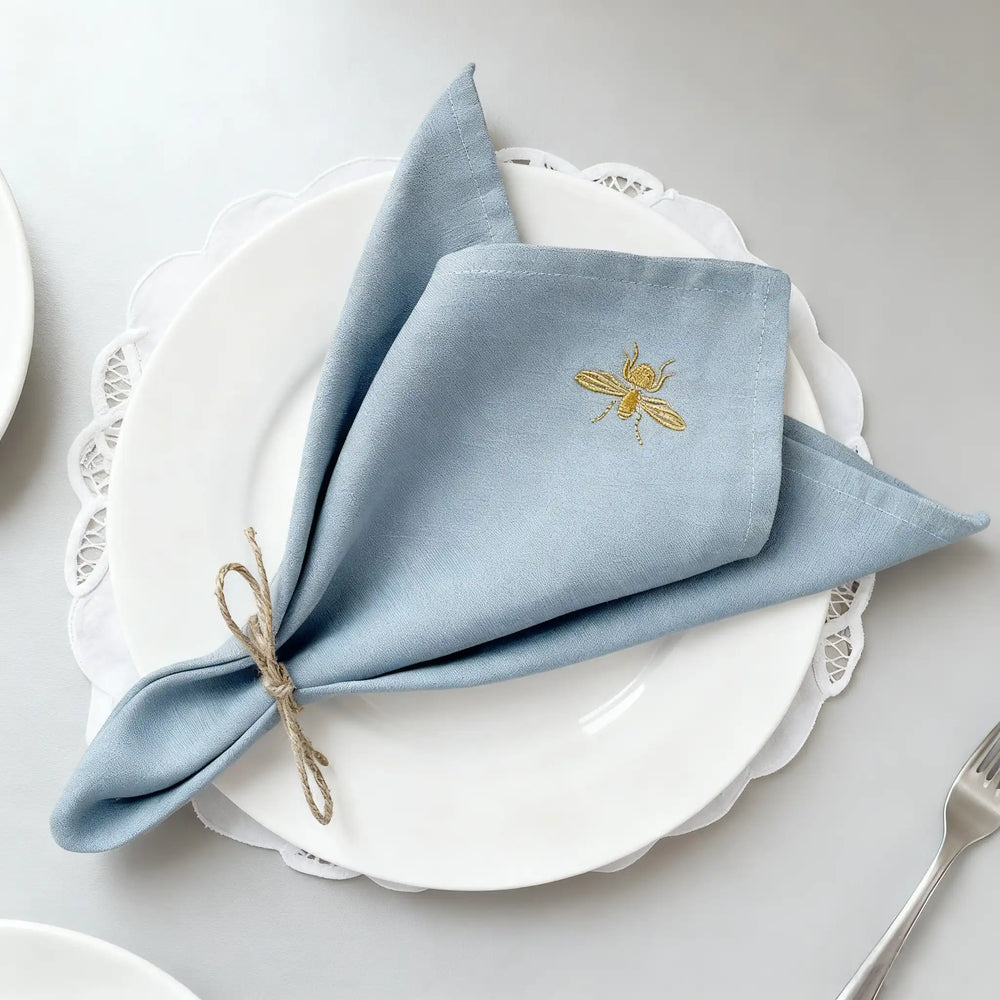 100% Linen Beverage Party Napkin With Embroidery - Fredesigner