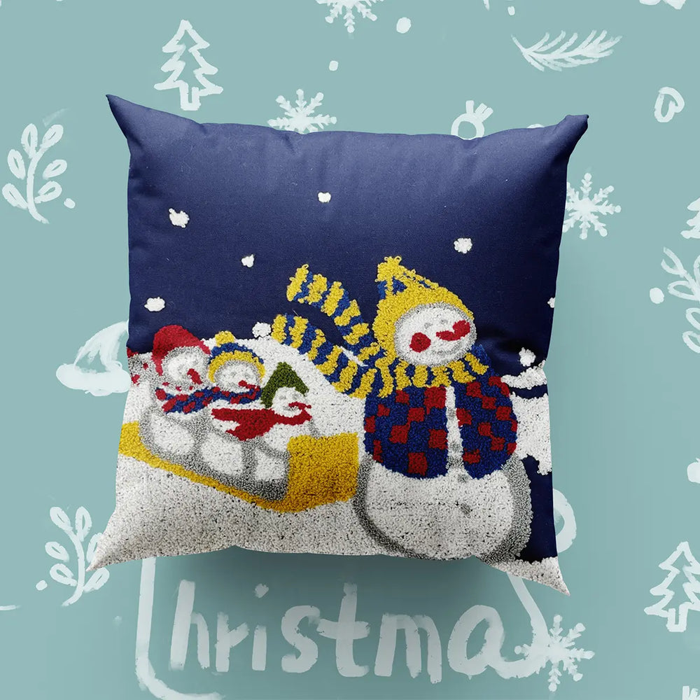 Deep Blue Christmas Embroidery Pillowcase - Fredesigner
