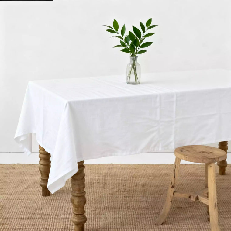 Table Cloth Rectangle Linen Waterproof Textured White - Fredesigner