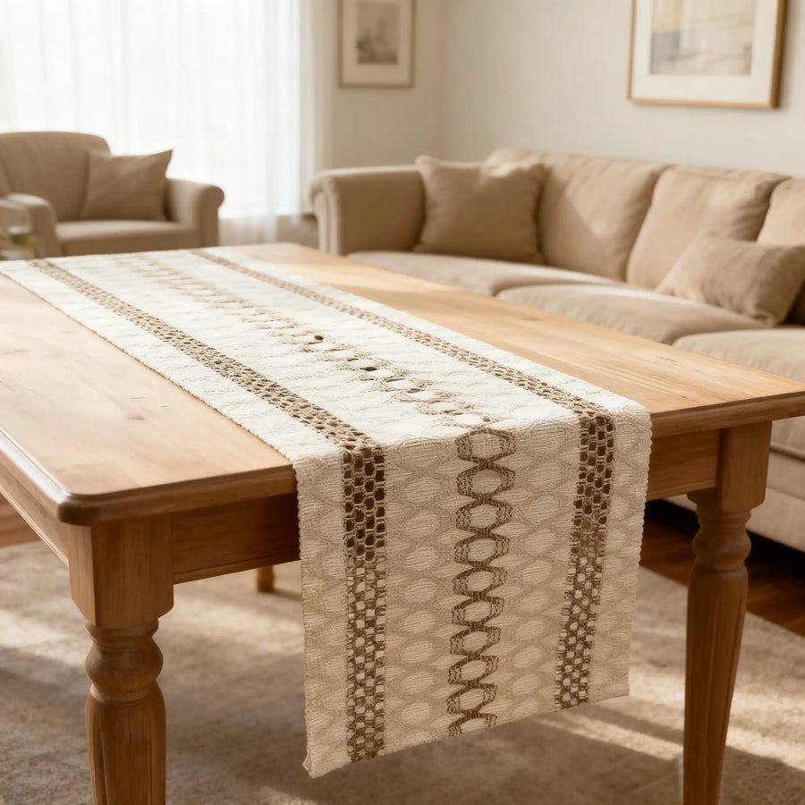 Brown Farmhouse Rustic Table Runner - Fredesigner