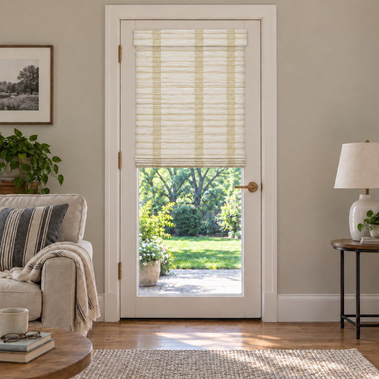 Custom Orelle French Door Bamboo Shades - Ivy Snow browser generated product photo by Fredesigner