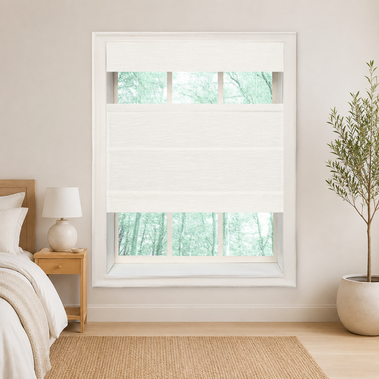 Fredesigner Bedroom Top-Down Bottom-Up Roman Shade - White J401-1