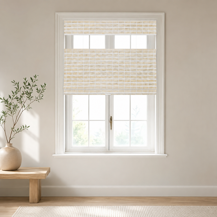 Custom Hazel Buttercream Top Down Bottom Up Bamboo Shades - Buttercream H11-6