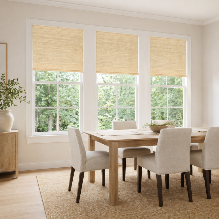 Custom Natural Oatmeal Yellow Woven Bamboo Shades - Oatmeal Yellow NU-01