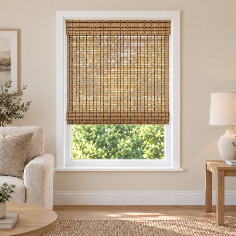 Auvia Edit NA2003 woven shade in a furnished American living room