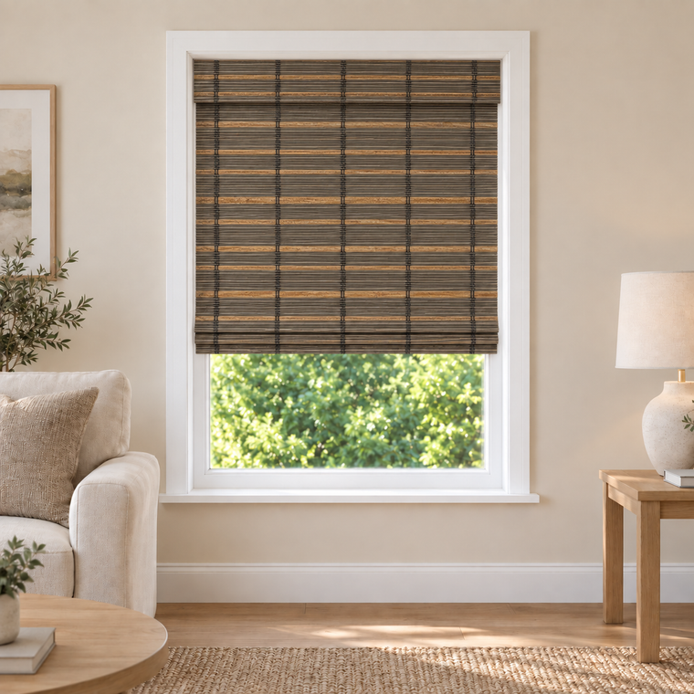 Auvia Edit NA019 woven shade in a furnished American living room