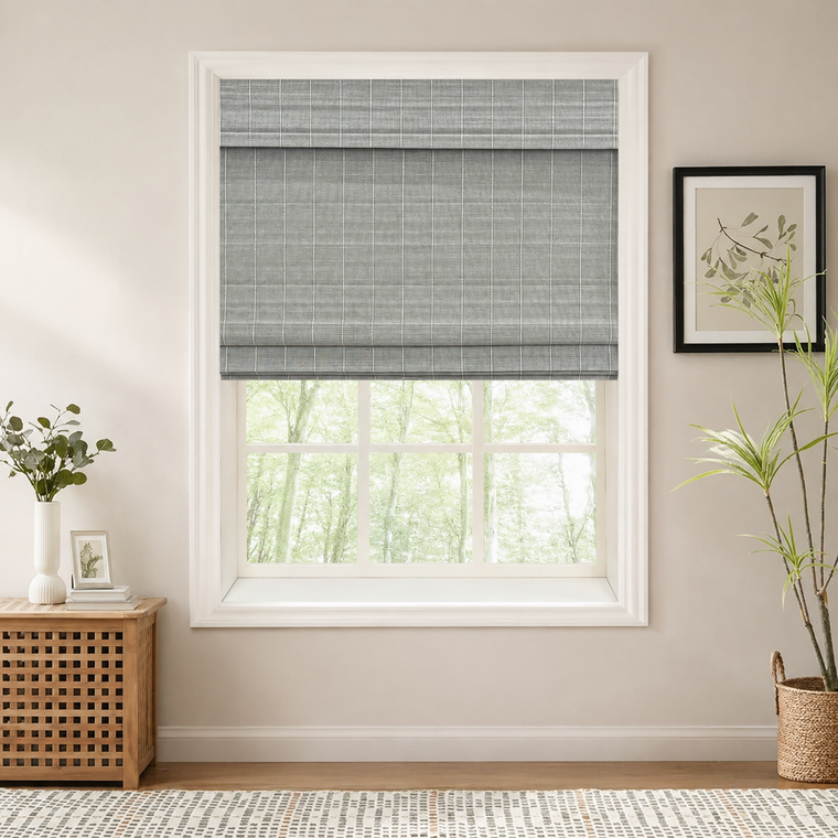 Custom Nomi Grayish Blue Woven Bamboo Shades - Grayish Blue NA0822