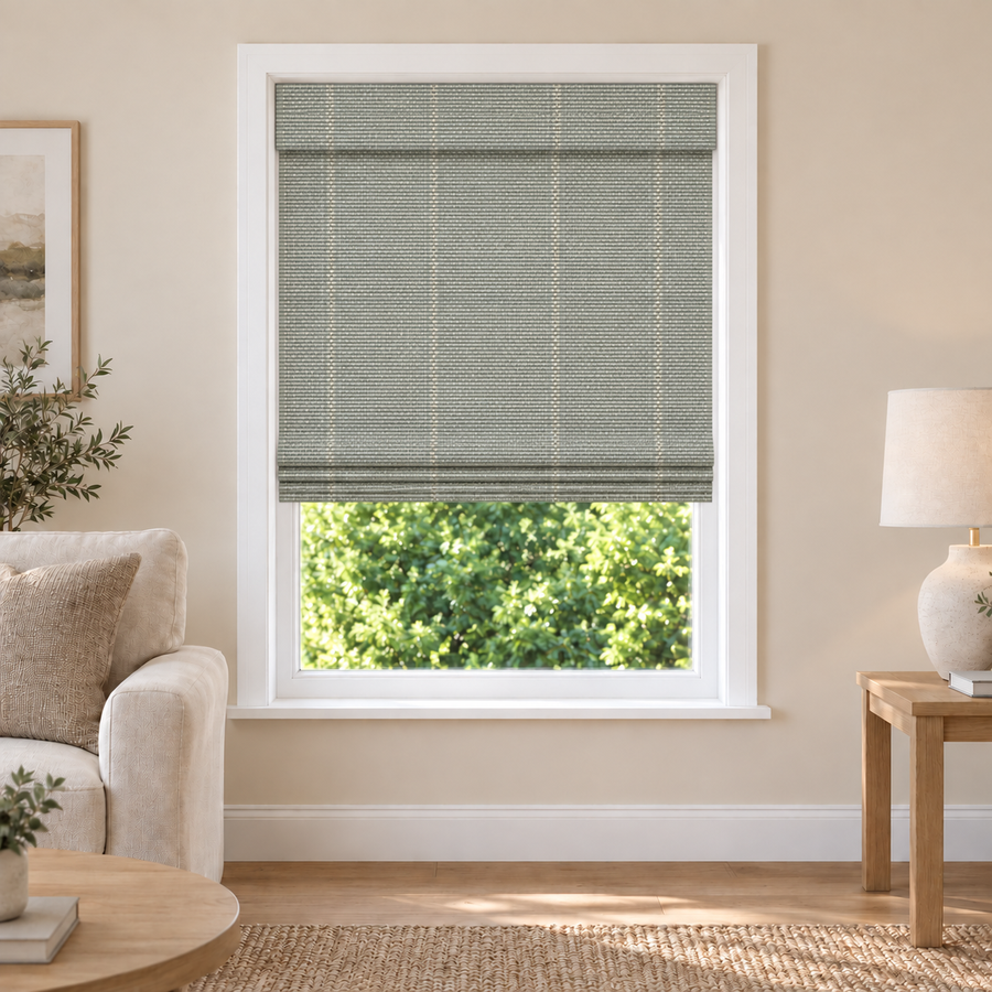 Auvia Edit NA0822 woven shade in a furnished American living room