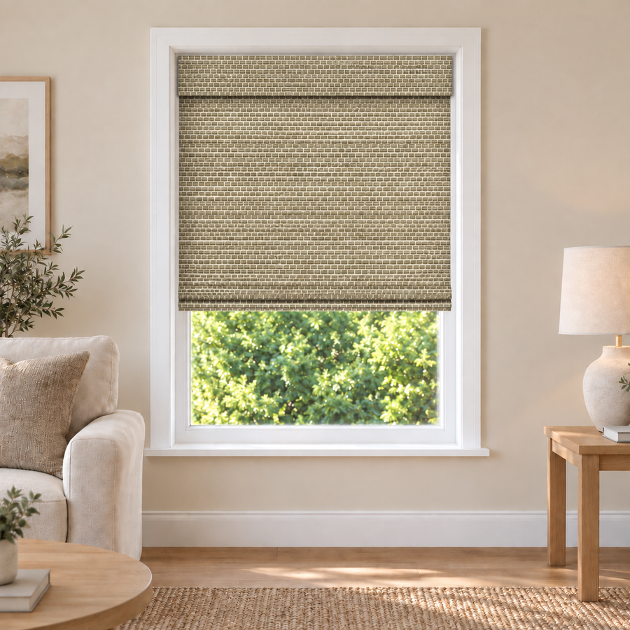 Auvia Edit NA0212 woven shade in a furnished American living room