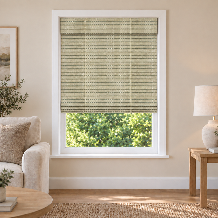 Auvia Edit NA1323 woven shade in a furnished American living room