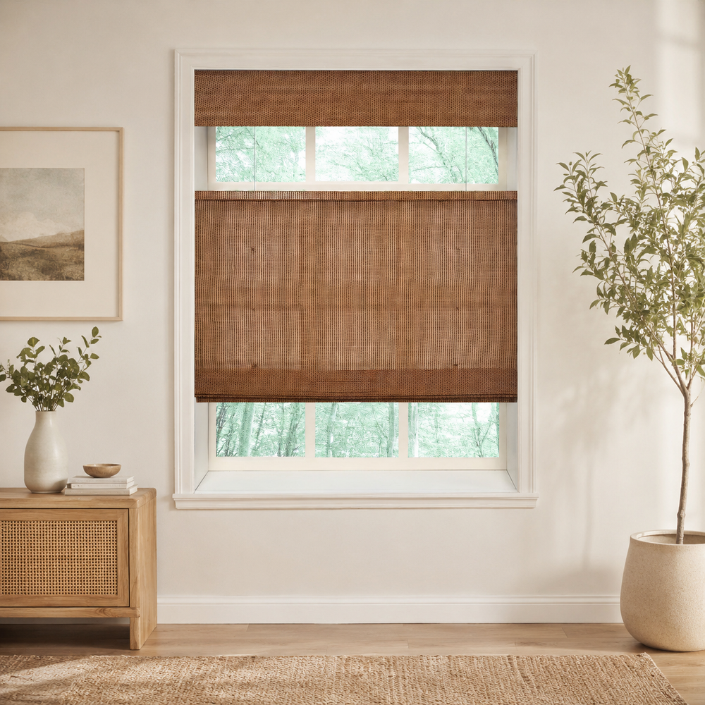 Custom Nomi Brown Top Down Bottom Up Bamboo Shades - Brown NA2003