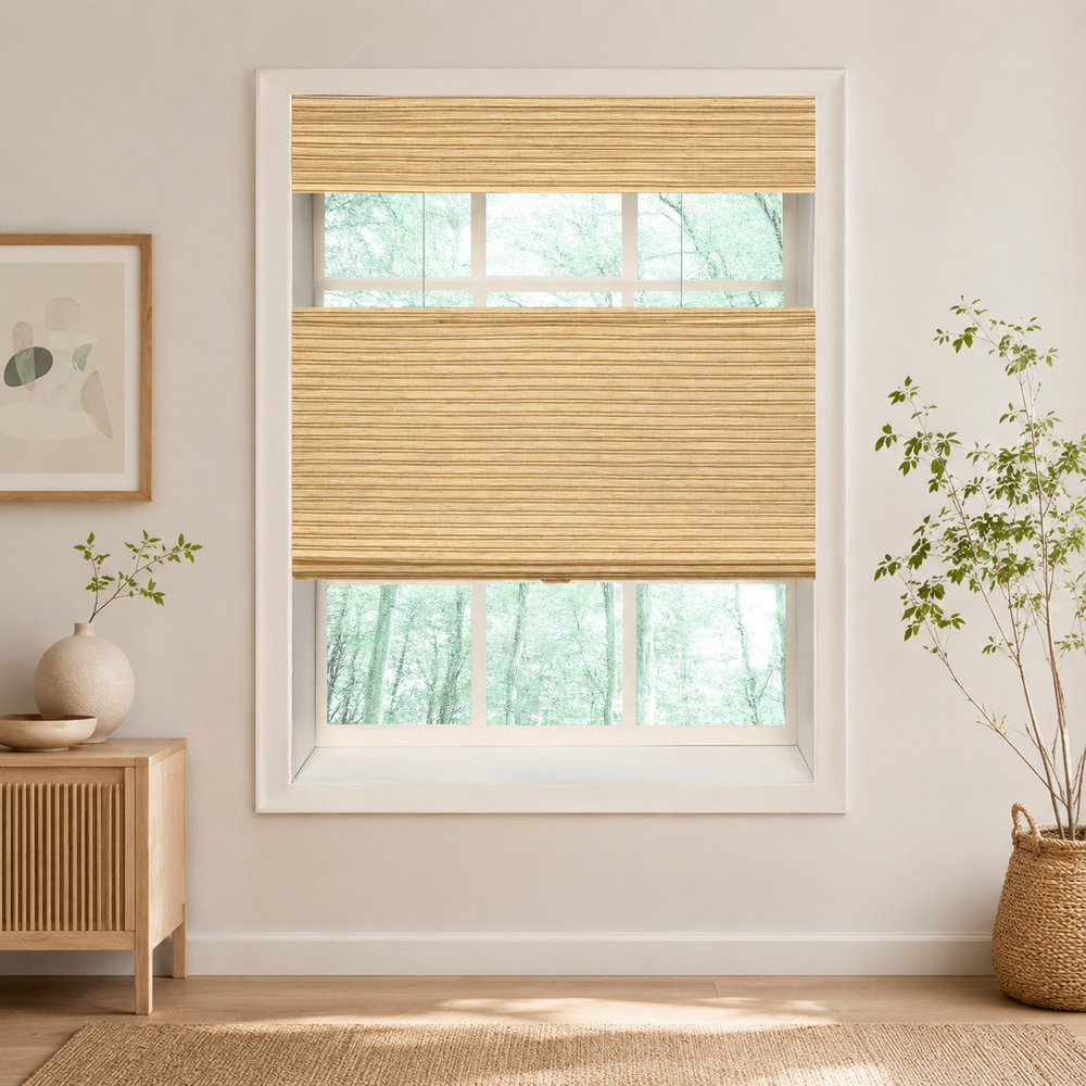 Custom Nomi Butter Top Down Bottom Up Bamboo Shades - Butter NA0705
