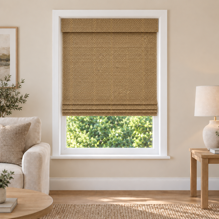Auvia Edit NA0812 woven shade in a furnished American living room