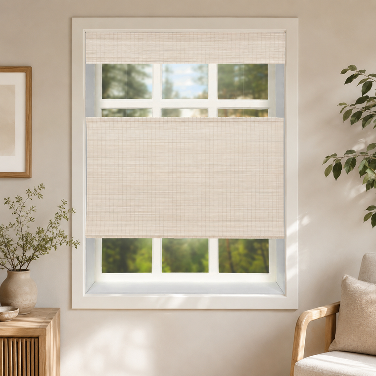 Custom Nomi Sandstone Top Down Bottom Up Bamboo Shades - Sandstone NA002
