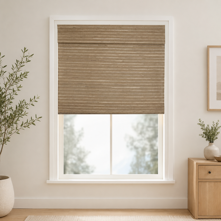 Custom Willow Light Brown Woven Bamboo Shades - Light Brown W07-6
