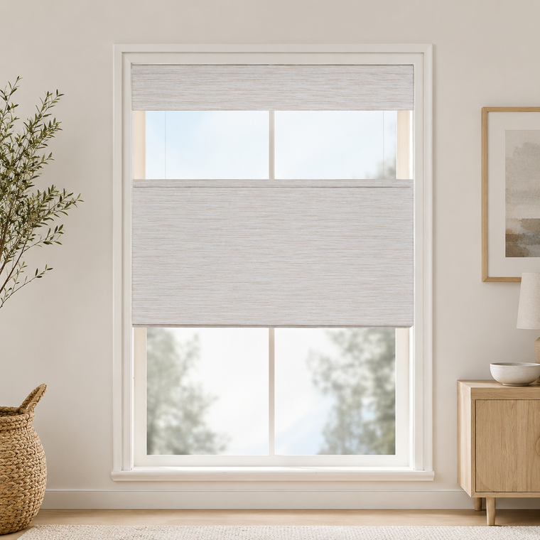 Custom Willow Marble White Top Down Bottom Up Bamboo Shades - Marble White W07-9