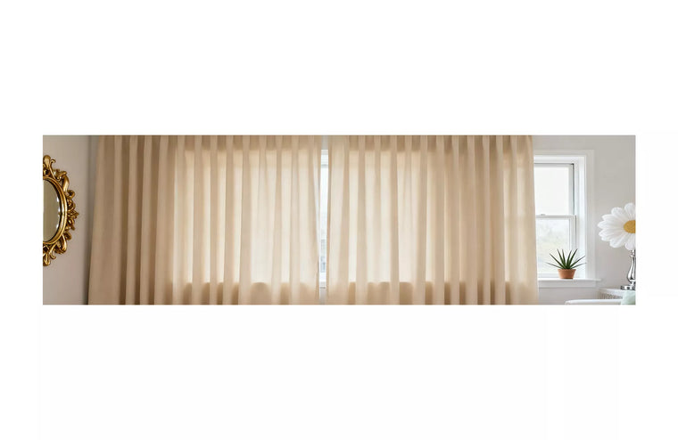 Linen and linen-blend curtains in a softly styled room