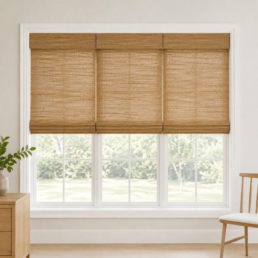 Custom Hazel 3 Shades on 1 Headrail Bamboo Shades - 3 Shades on 1 Headrail - 3 Shades on 1 Headrail H11-1