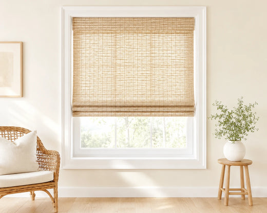 Custom Hazel Buttercream Woven Bamboo Shades - Standard - Buttercream H11-6