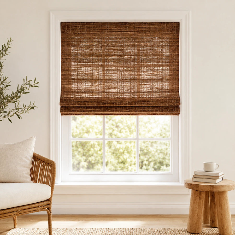 Custom Hazel Chestnut Woven Bamboo Shades - Standard - Chestnut H11-2
