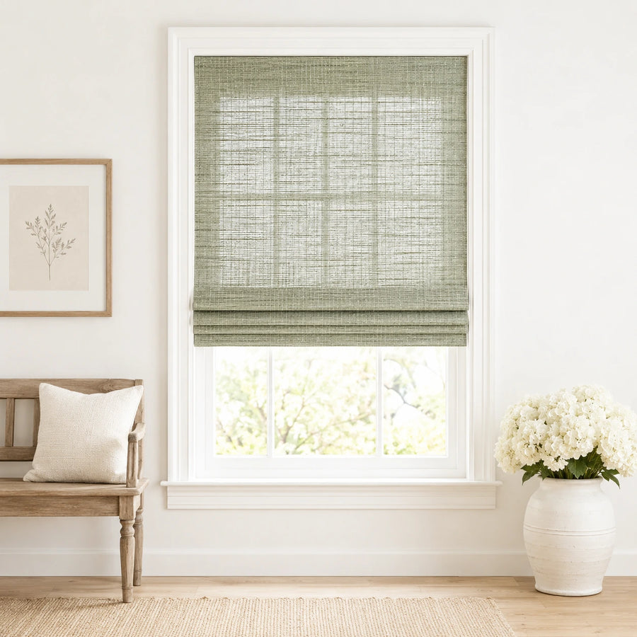 Custom Hazel Misty Sage Woven Bamboo Shades - Standard - Misty Sage H11-7