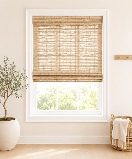 Custom Hazel Warm Beige Woven Bamboo Shades - Standard - Warm Beige H11-3