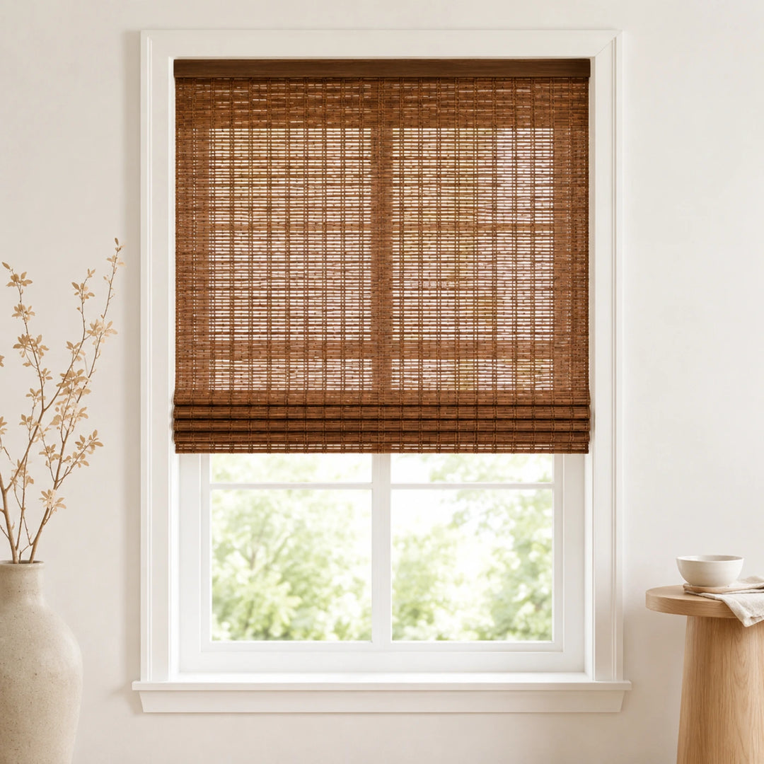 Custom Hazel Chestnut Top Down Bottom Up Bamboo Shades - Top Down Bottom Up - Chestnut H11-2