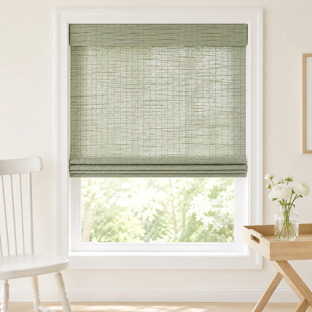 Custom Hazel Misty Sage Top Down Bottom Up Bamboo Shades - Top Down Bottom Up - Misty Sage H11-7
