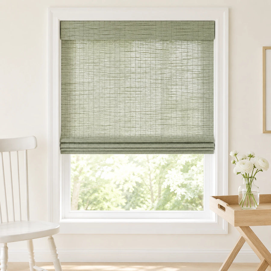 Custom Hazel Misty Sage Top Down Bottom Up Bamboo Shades - Top Down Bottom Up - Misty Sage H11-7