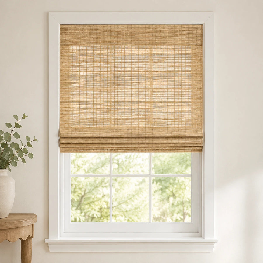 Custom Hazel Warm Beige Top Down Bottom Up Bamboo Shades - Top Down Bottom Up - Warm Beige H11-3