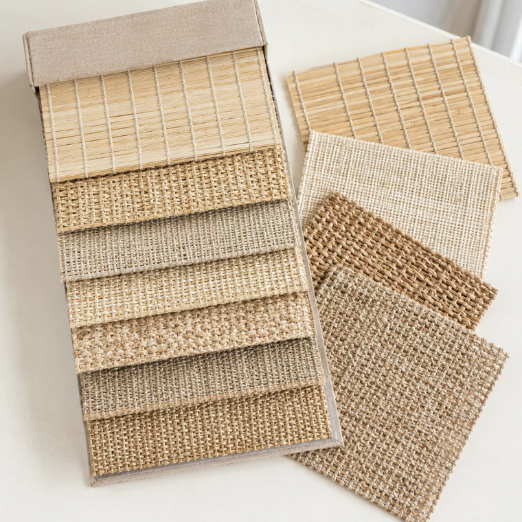 Ivy Bamboo Shade Sample Book - material and color swatches