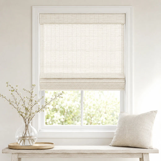 Custom Ivy Bone White Woven Bamboo Shades - Standard - Bone White DP60-01