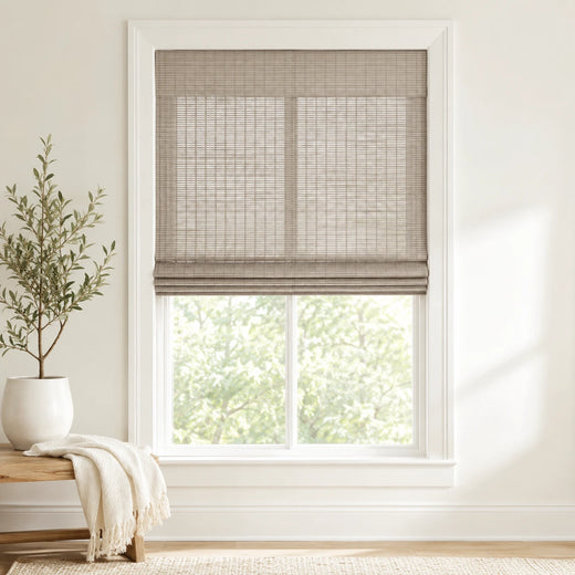 Custom Ivy Mist Gray Woven Bamboo Shades - Standard - Mist Gray 103-22