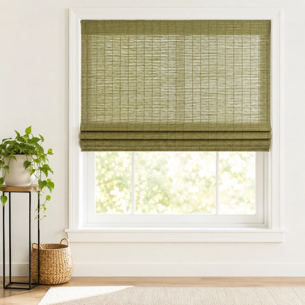 Custom Ivy Moss Woven Bamboo Shades - Standard - Moss DXS-09