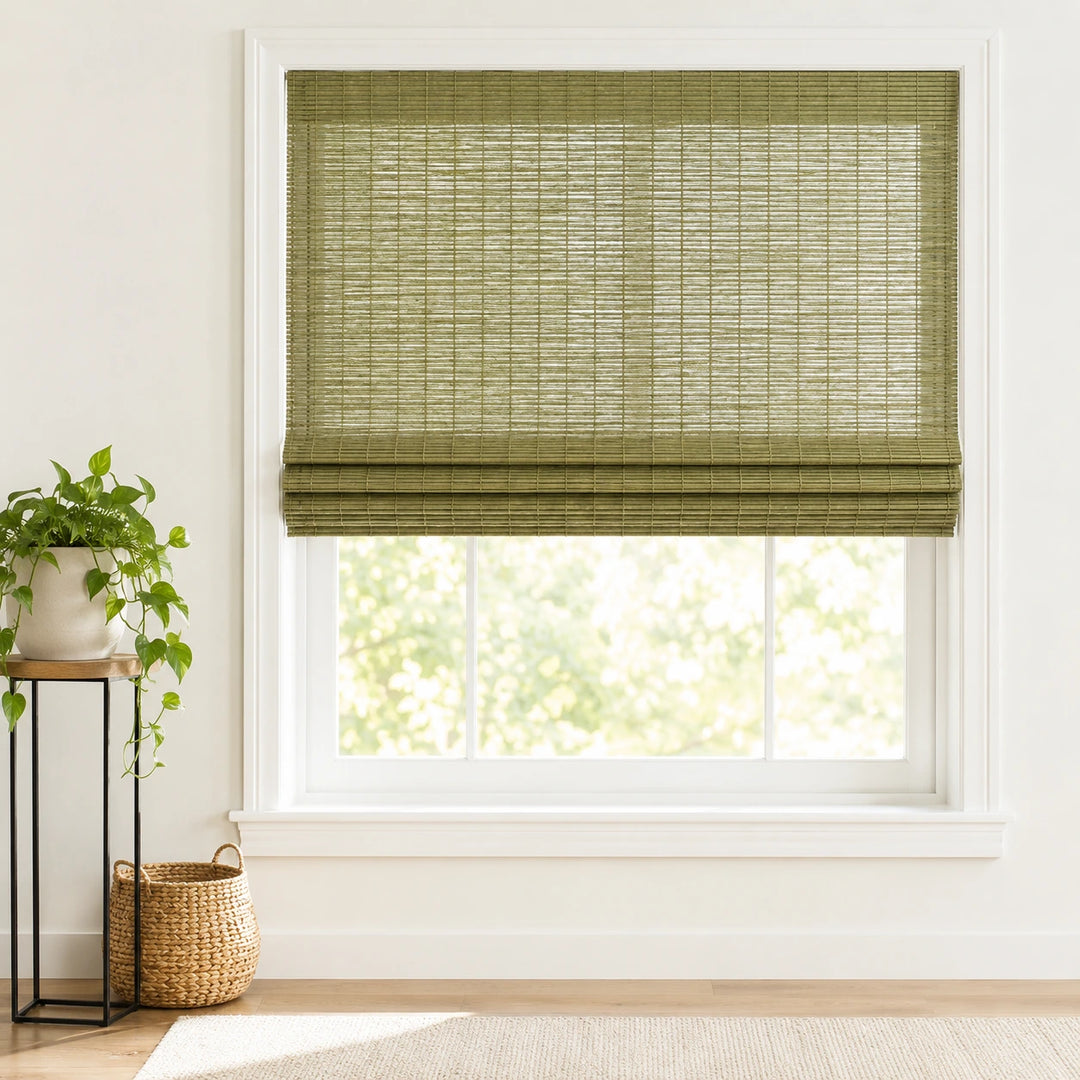 Custom Ivy Moss Woven Bamboo Shades - Standard - Moss DXS-09