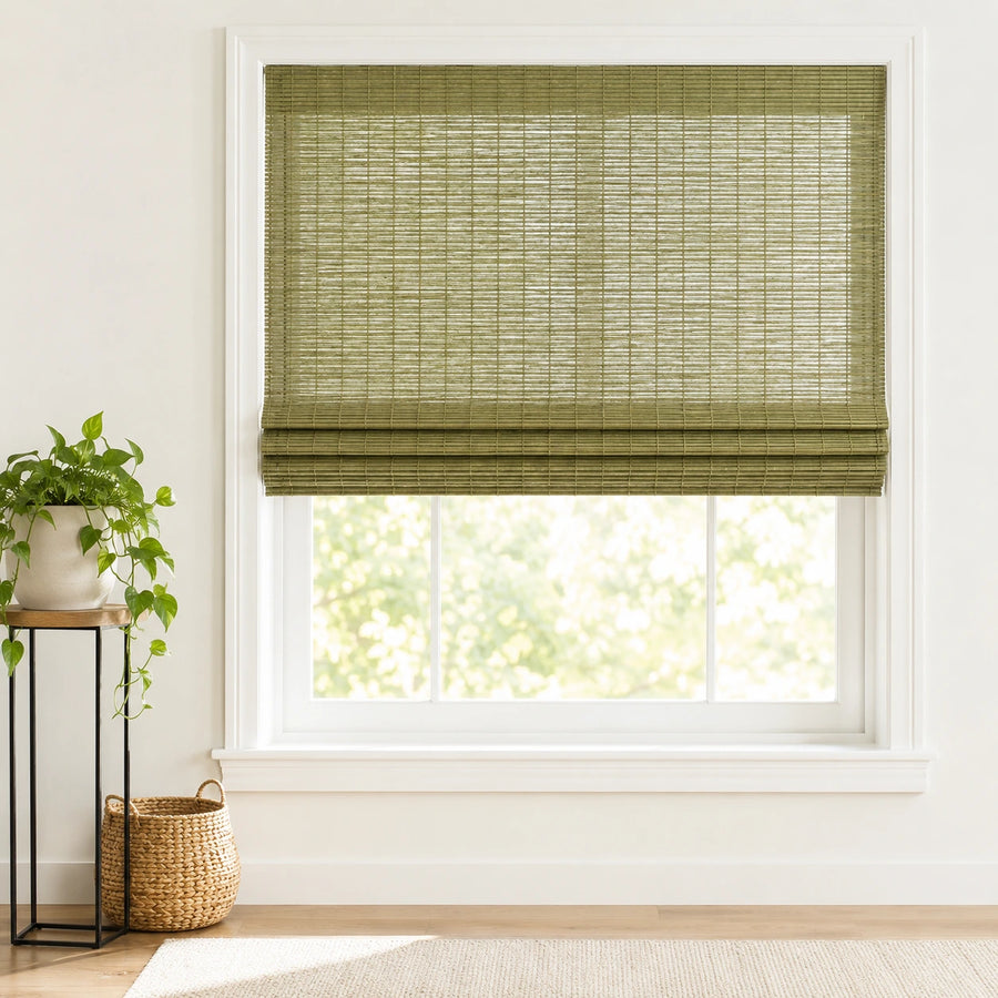 Custom Ivy Moss Woven Bamboo Shades - Standard - Moss DXS-09
