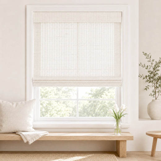 Custom Ivy Snow Woven Bamboo Shades - Standard - Snow DC01-01