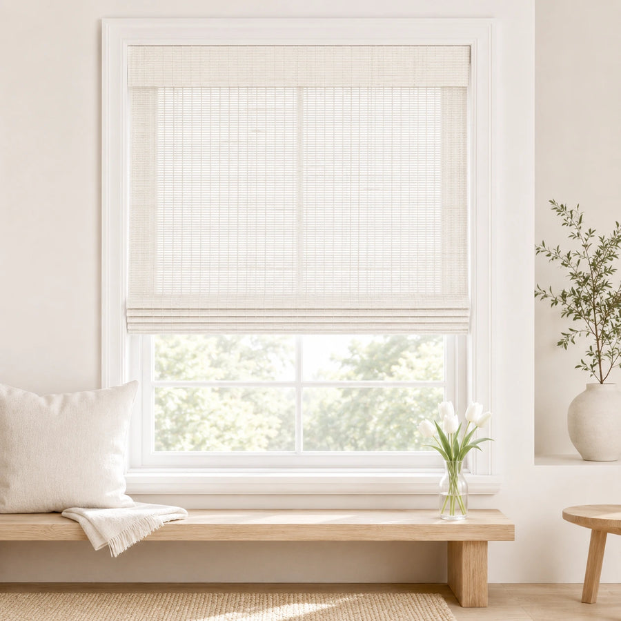 Custom Ivy Snow Woven Bamboo Shades - Standard - Snow DC01-01