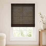Custom Ivy Black Brown Top Down Bottom Up Bamboo Shades - Top Down Bottom Up - Black Brown DZH-88